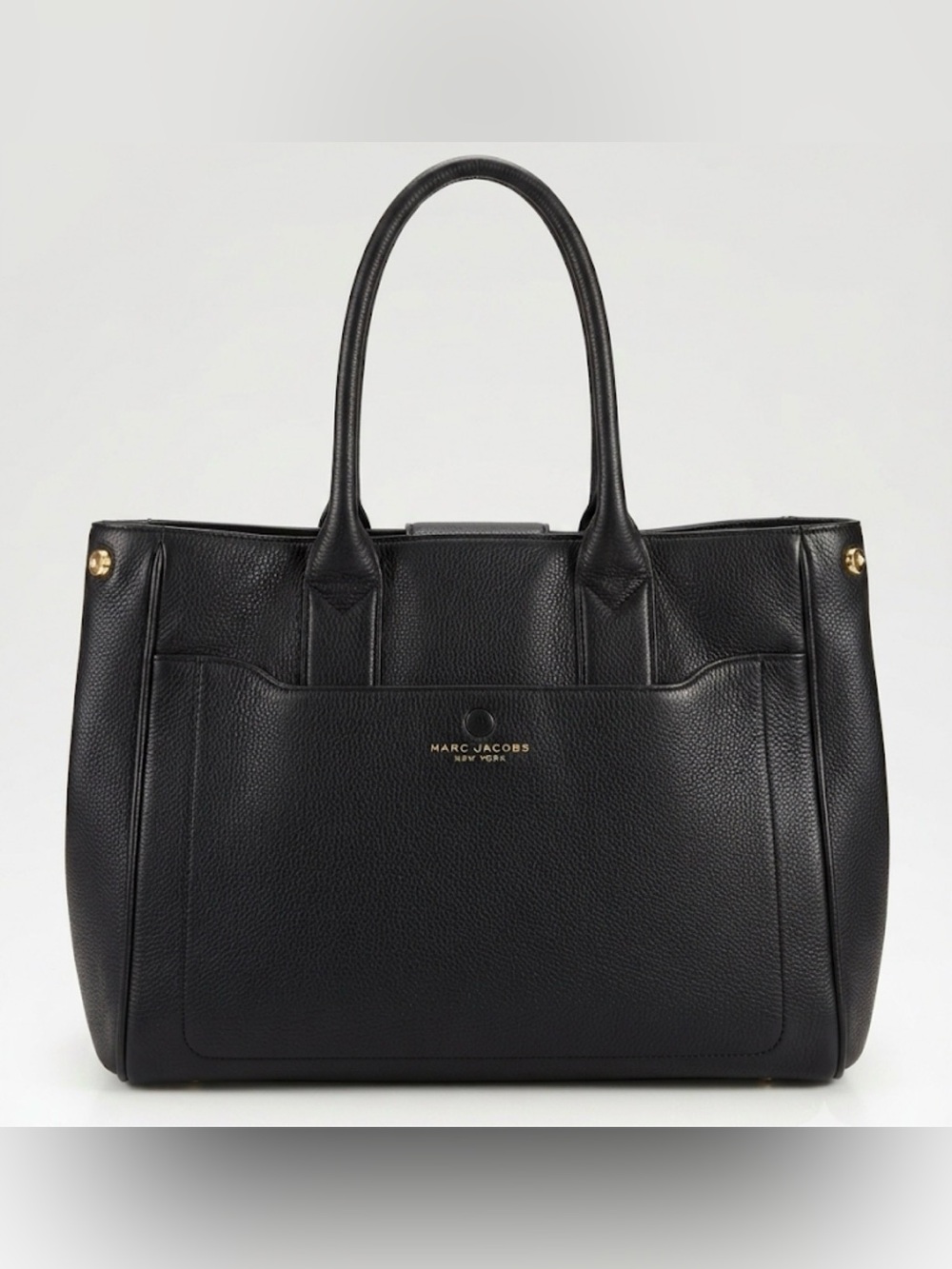 Marc Jacobs Black Pebbled Leather Tote Bag Gold Hardware MSRP $395
